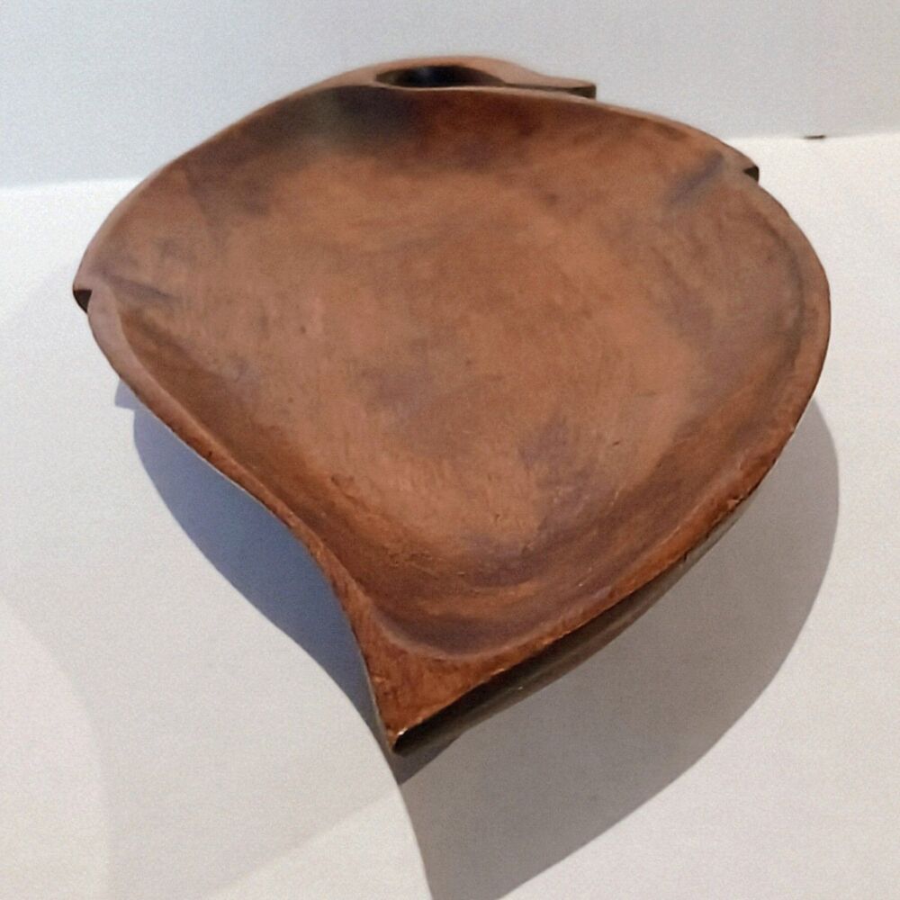 Vintage Monkey Pod Wood Leaf Shaped Tray-Handmade-Fruit Bowl-Charcuterie-MCM - Picture 5 of 8